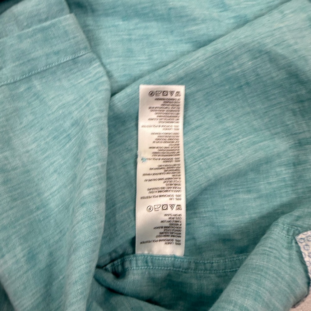 Tommy Bahama Mens XXL Aqua Teal Linen Blend‎ Short Sleeve Button Front Shirt - Picture 7 of 11